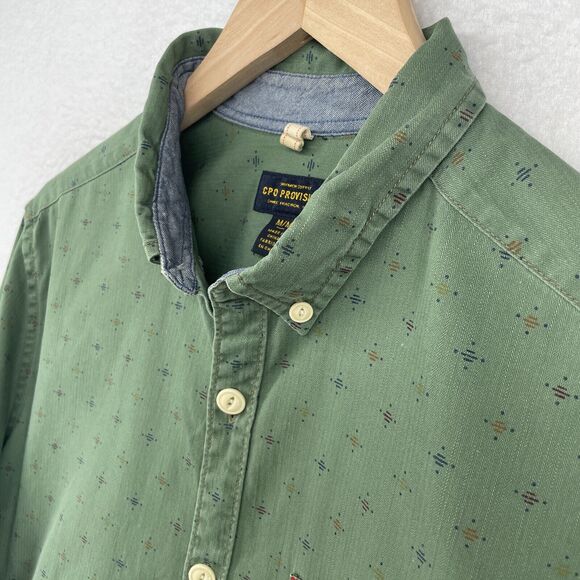 CPO PROVISIONS Shirt Mens M Southwestern Button Down Long Sleeve Cotton Green - Picture 5 of 16